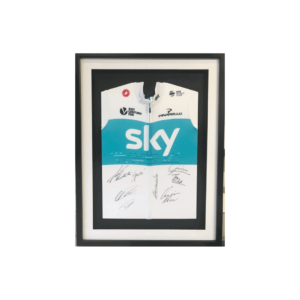 Team Sky cycling jersey framed in Silver Shirt Framing Service
