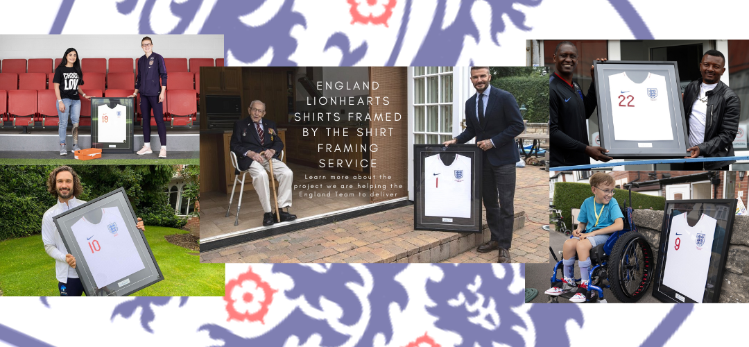 England Lionhearts Shirts Framed by The Shirt Framing Service