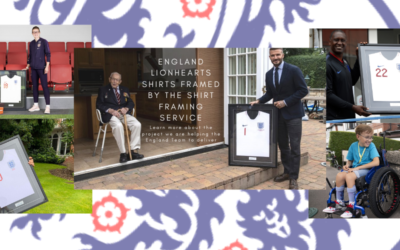 England Lionhearts Shirts Framed by The Shirt Framing Service